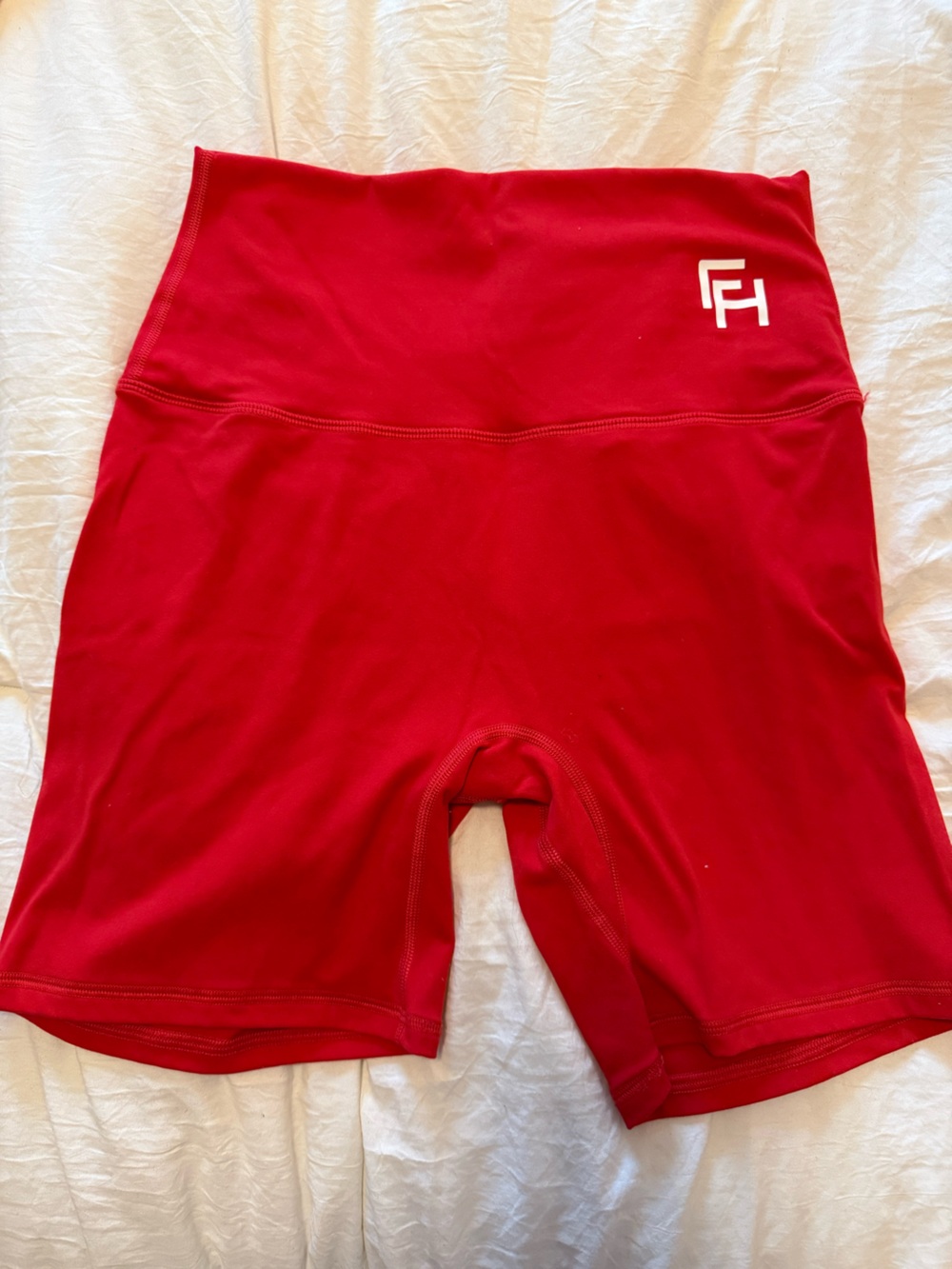 Red Women's Bike Shorts - High Waist Performance